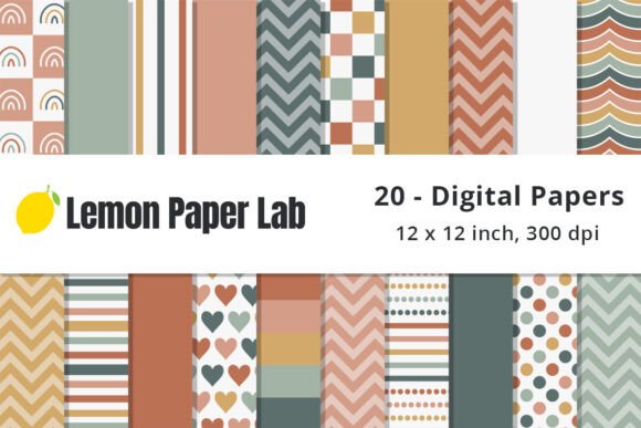 Download Fun Muted Boho Digital Scrapbook Paper - Premium Resources